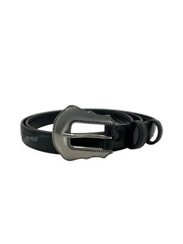 Metal Buckle Leather Belt Black - CELINE - BALAAN 2