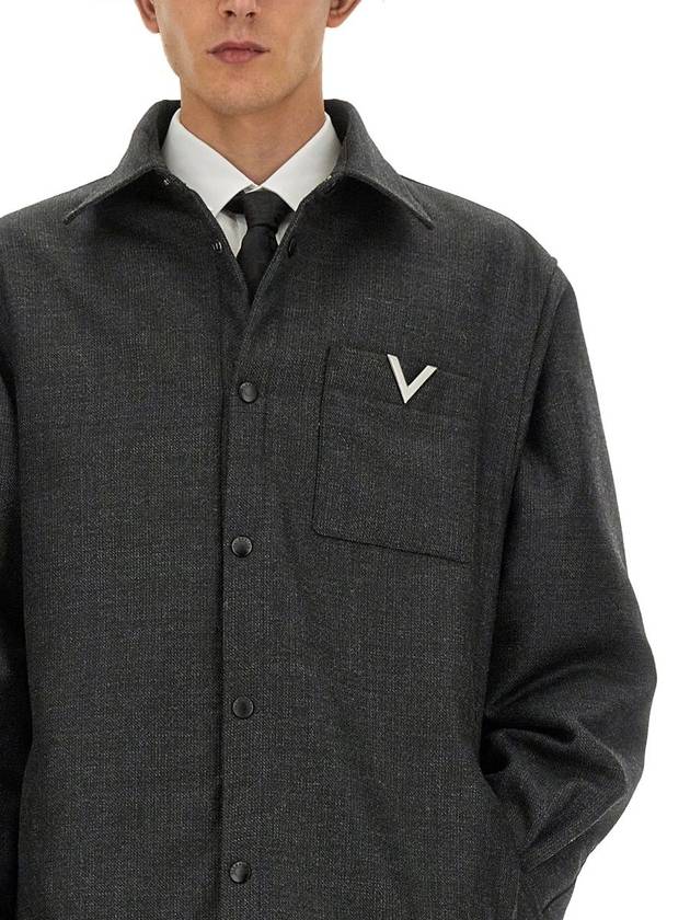 Valentino Garavani Grey Wool Casual Jacket - VALENTINO - BALAAN 5