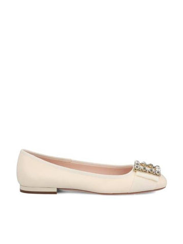 Très Vivier Crystal Buckle Flat Off White - ROGER VIVIER - BALAAN 1