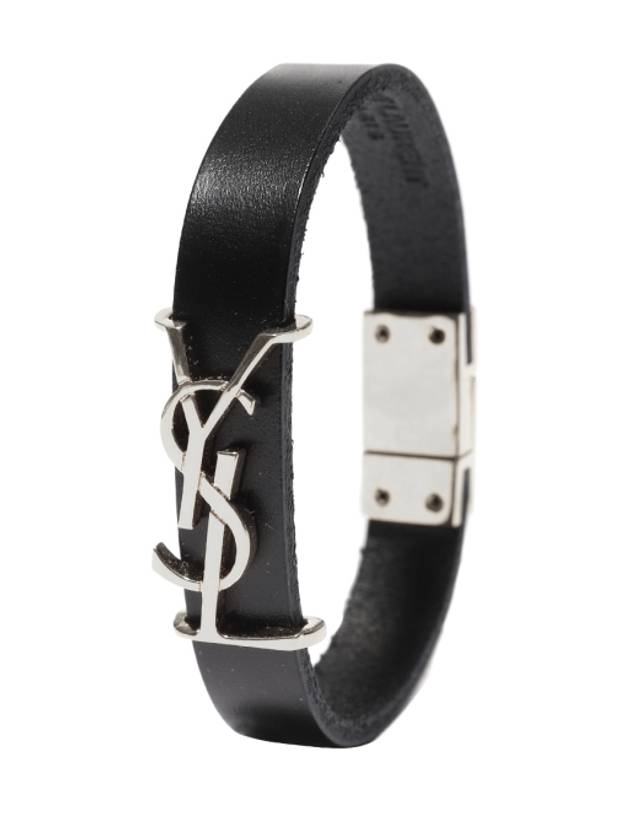 Monogram Leather Bracelet Black - SAINT LAURENT - BALAAN 3