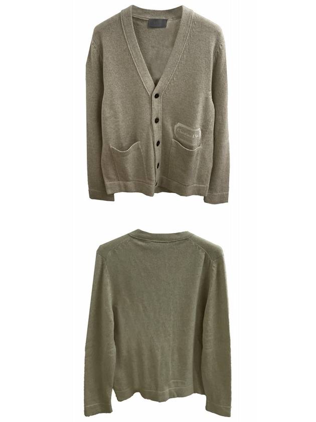 Embroidered Logo Cashmere Cardigan Grey - DIOR - BALAAN 6