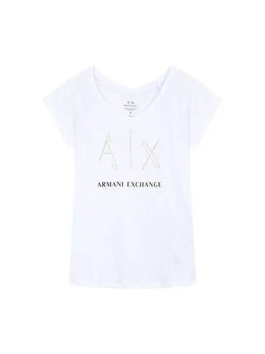 Women s Hot Piece Logo Slub T Shirt White - ARMANI EXCHANGE - BALAAN 1