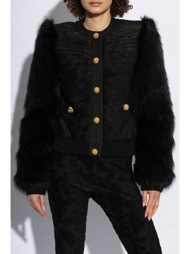 Balmain Jacket With Sleeves Finished With Faux Fur, Women's, Black - BALMAIN - BALAAN 3