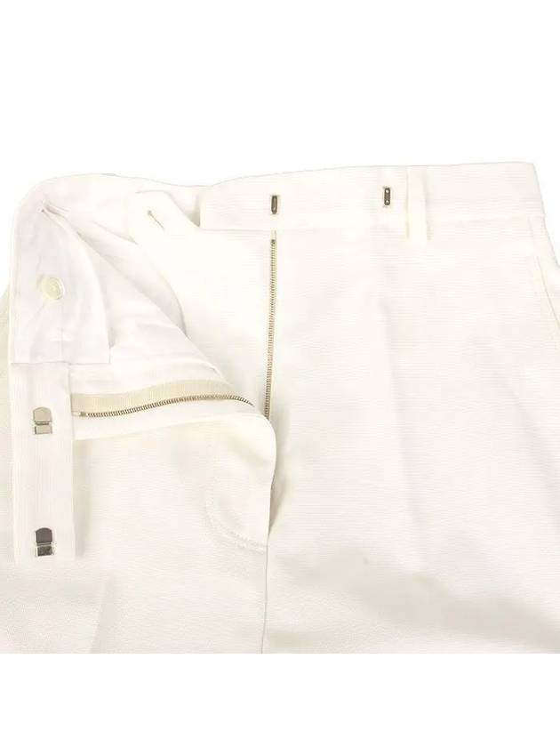 High Waist Cotton Canvas Straight Pants White - THOM BROWNE - BALAAN 4