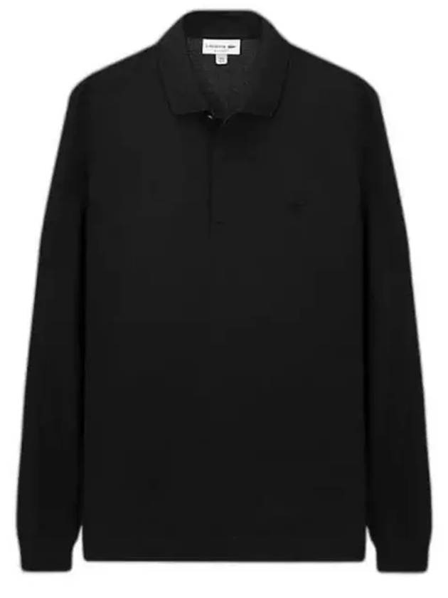 Stretch Cotton Long Sleeve Polo Shirt Black - LACOSTE - BALAAN 2