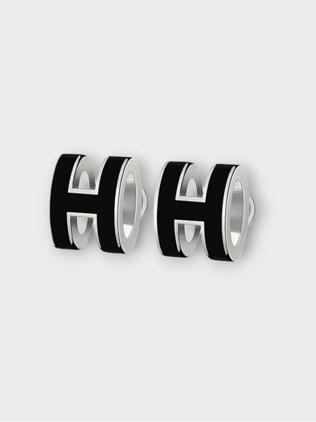 Mini Pop H Palladium Earrings Noir - HERMES - BALAAN 2