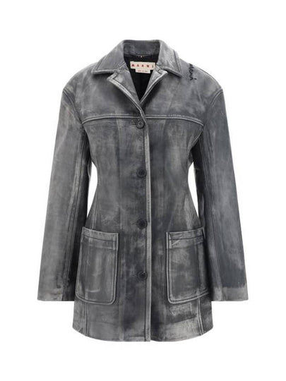 4 Button Leather Jacket Grey - MARNI - BALAAN 2