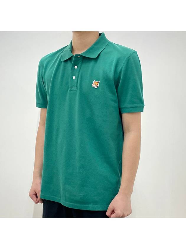 Fox Head Patch Cotton Polo Shirt Green - MAISON KITSUNE - BALAAN 4