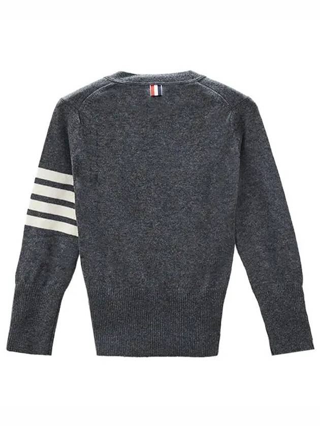 4-Bar V-Neck Cashmere Cardigan Grey - THOM BROWNE - BALAAN 7