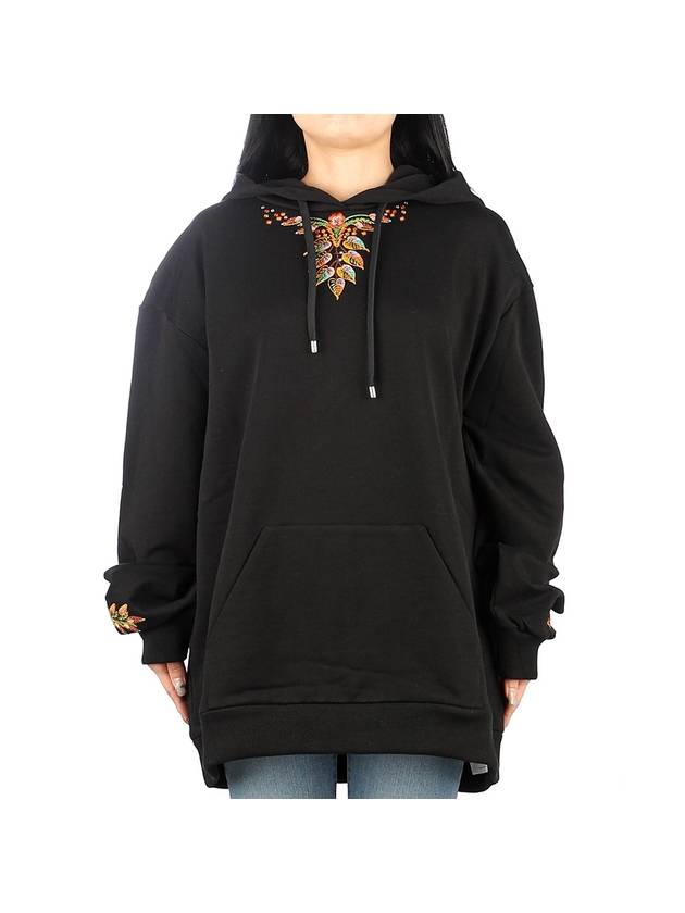 Women's Embroidered Cotton Hoodie Black - ETRO - BALAAN 1