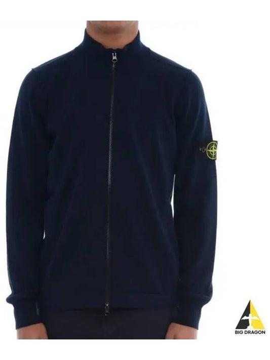 Soft Cotton Knit Zip-Up Jacket Navy - STONE ISLAND - BALAAN 2