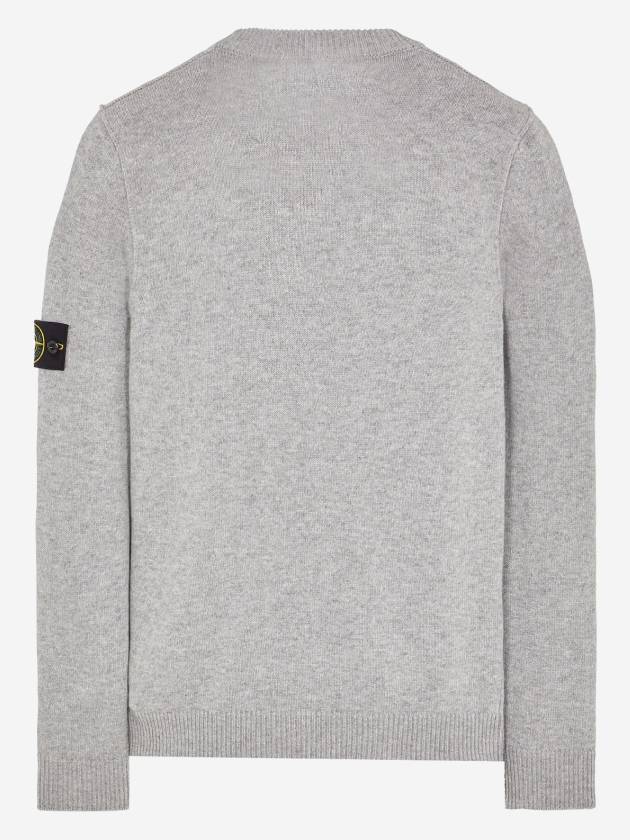 Logo Patch Crew Neck Wool Knit Top Grey Melange - STONE ISLAND - BALAAN 3