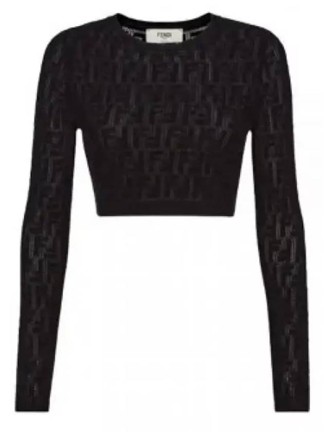 Cropped Knit Top Black - FENDI - BALAAN 2