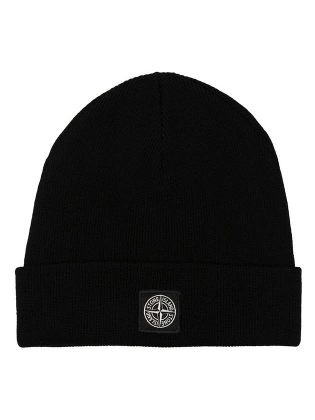 Kids Logo Beanie Black - STONE ISLAND - BALAAN 1