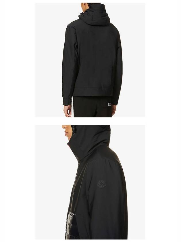 Three-Stripe Padded Zip Up Hoodie Black - MONCLER - BALAAN 6