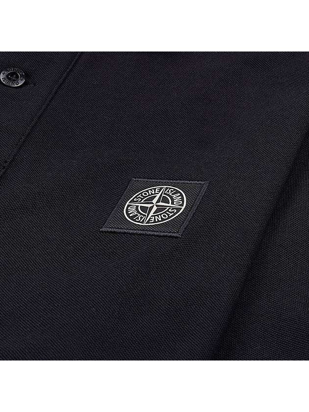 Pique Stretch Cotton Short Sleeve Polo Shirt Black - STONE ISLAND - BALAAN 5