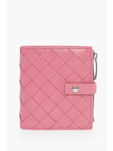 Intrecciato Zipper Half Wallet Pink - BOTTEGA VENETA - BALAAN 1