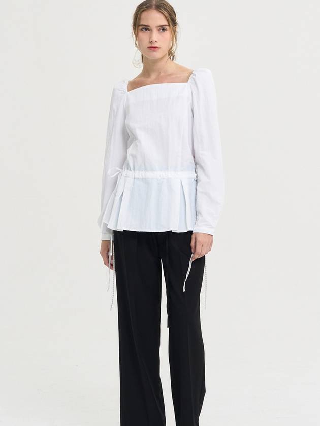 Square Neck String Blouse Ivory - SORRY TOO MUCH LOVE - BALAAN 1