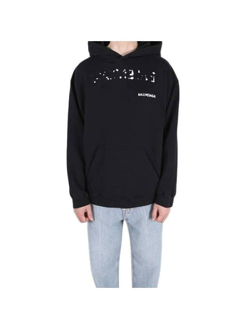 Logo Print Cotton Hoodie Black - BALENCIAGA - BALAAN 1