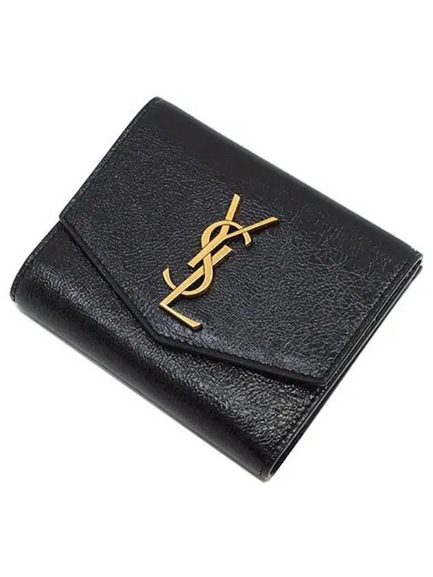 Uptown Compact Leather Wallet Black - SAINT LAURENT - BALAAN 3