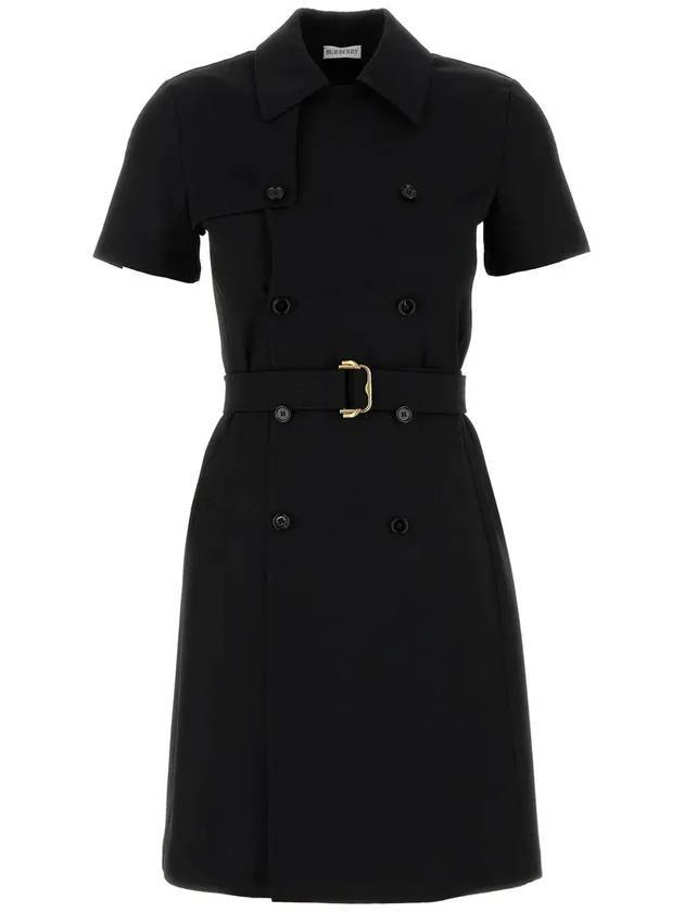 Wool Trench Midi Dress Black - BURBERRY - BALAAN 1