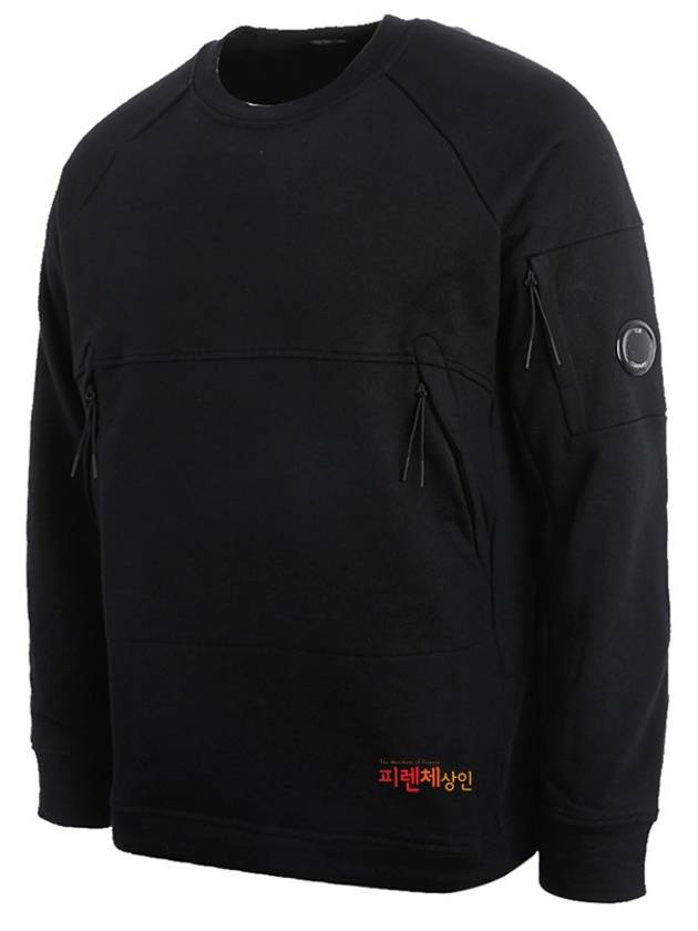 Lens Wappen Crew Neck Sweatshirt Black - CP COMPANY - BALAAN 4