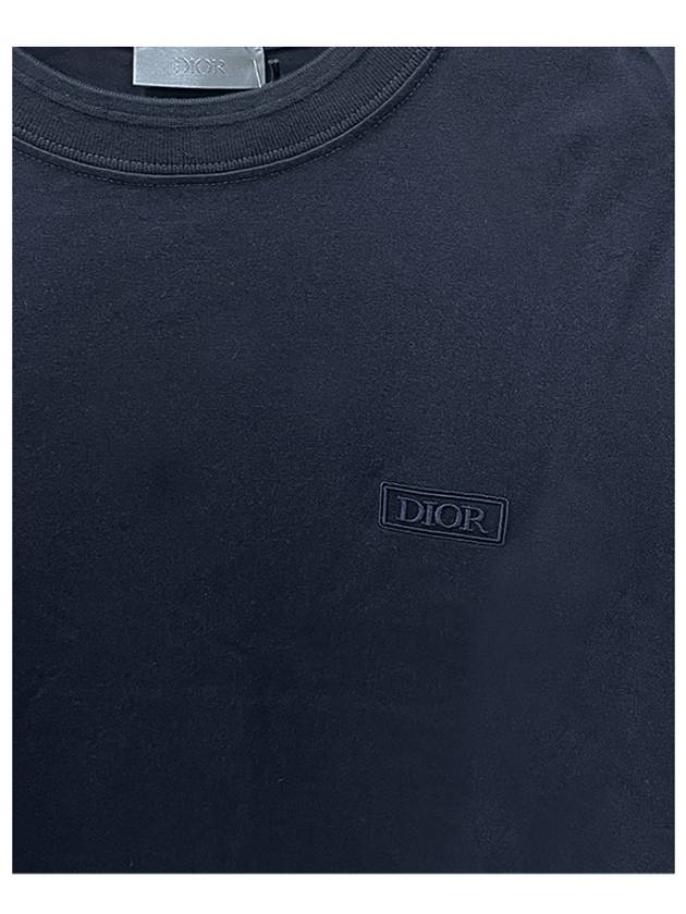 Embroidered Logo Cotton Jersey Short Sleeve T-Shirt Navy - DIOR - BALAAN 6