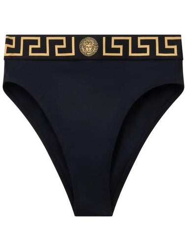 Greca Border High Waist Bikini Bottom Black - VERSACE - BALAAN 1