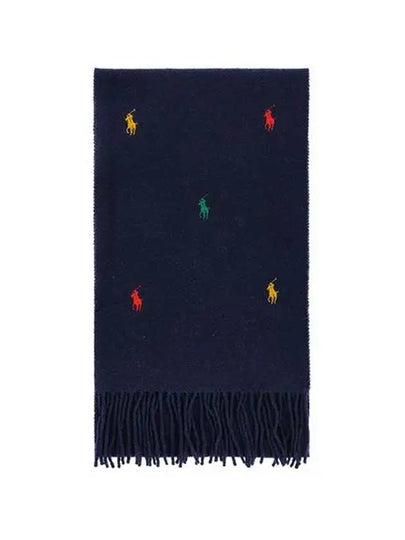 Embroid Pony Player Fringe Muffler Navy - POLO RALPH LAUREN - BALAAN 2