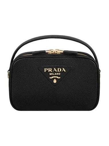 Logo Odette Leather Mini Shoulder Bag Black - PRADA - BALAAN 1