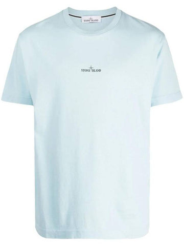 Stamp Two Print Short Sleeve T-Shirt Light Blue - STONE ISLAND - BALAAN 1