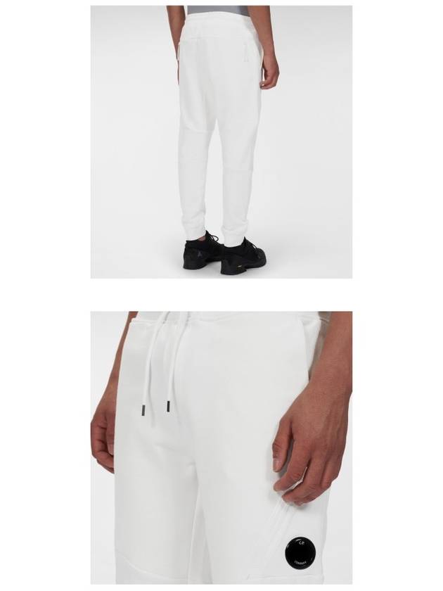 Men's Diagonal Lens Wappen Fleece Track Pants White - CP COMPANY - BALAAN.