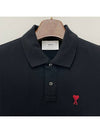 Men's Heart Logo Polo Shirt Black - AMI - BALAAN 5