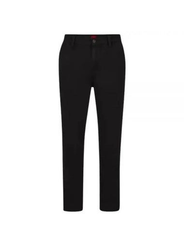 Tapered Fit Chino Cotton Gabardine Straight Pants Black - HUGO BOSS - BALAAN 1