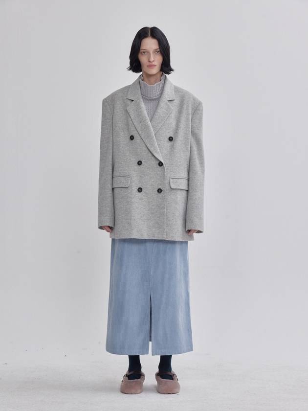 Cool Grey Oversized Half Guy Coat Grey - LIE - BALAAN 2