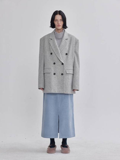 Cool Grey Oversized Half Guy Coat Grey - LIE - BALAAN 2