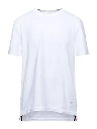 Men's Center Back Striped Short Sleeve T-Shirt White - THOM BROWNE - BALAAN 2