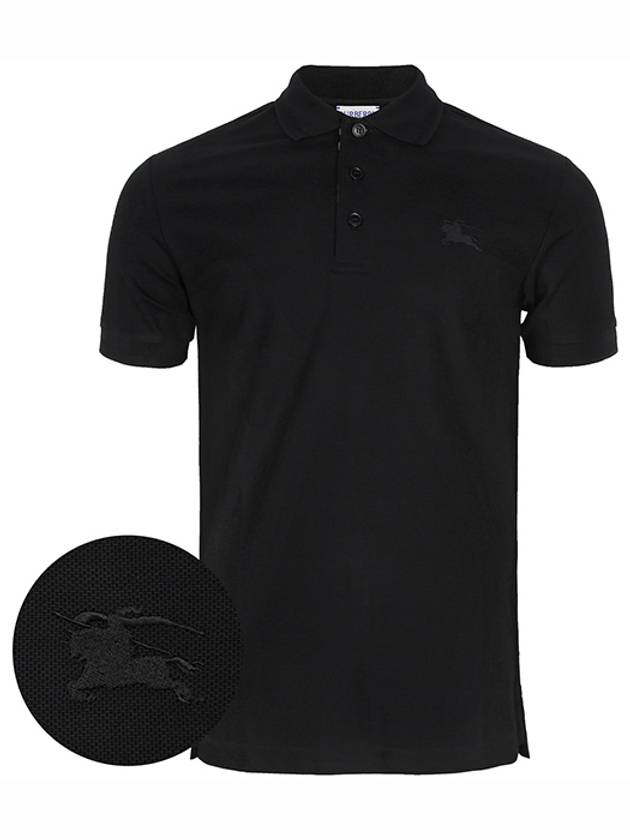 Cotton Polo Shirt Black - BURBERRY - BALAAN 2