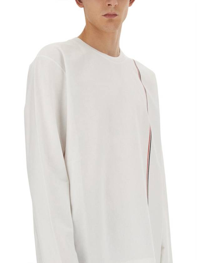 RWB Striped Cotton Long Sleeve T-Shirt White - THOM BROWNE - BALAAN 5