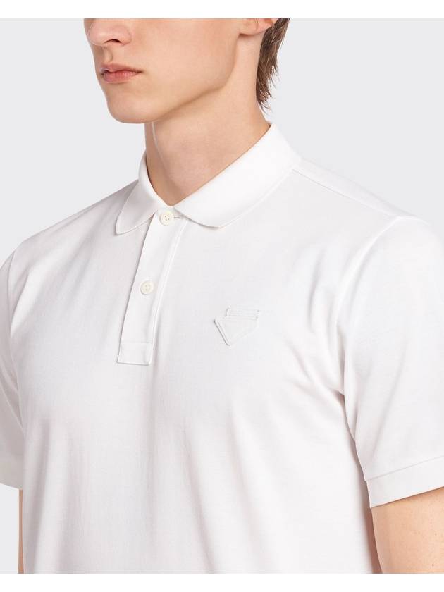 Logo Pique Polo Shirt White - PRADA - BALAAN 6