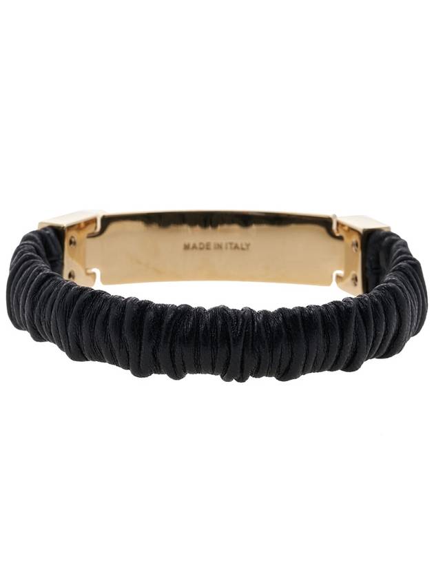 Women's Gold Logo Nappa Leather Bracelet Black - MIU MIU - BALAAN 5