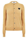 Women's Black Heart Wappen Cardigan Beige - COMME DES GARCONS PLAY - BALAAN.