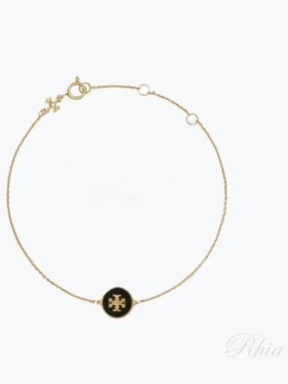 Kira Enamel Chain Bracelet Gold Black - TORY BURCH - BALAAN 2