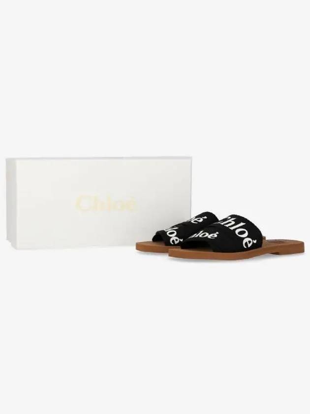 Woody Logo Flat Mule Slippers Black - CHLOE - BALAAN 3