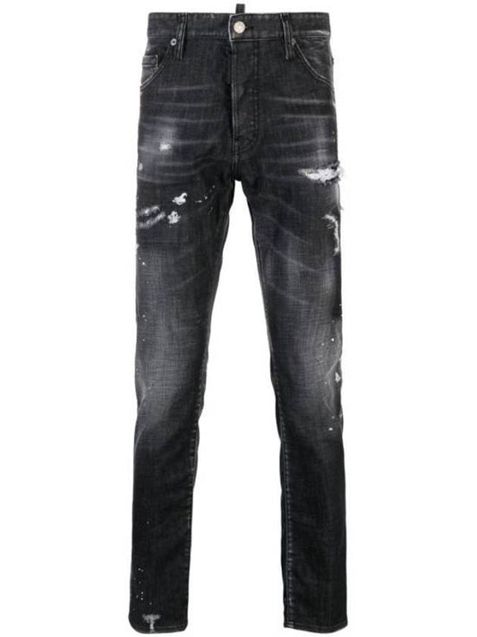24 ss Stretch Cotton Jeans WITH Leaf Effect Paint STAINS S74LB1480S30357900 B0650979919 - DSQUARED2 - BALAAN 1