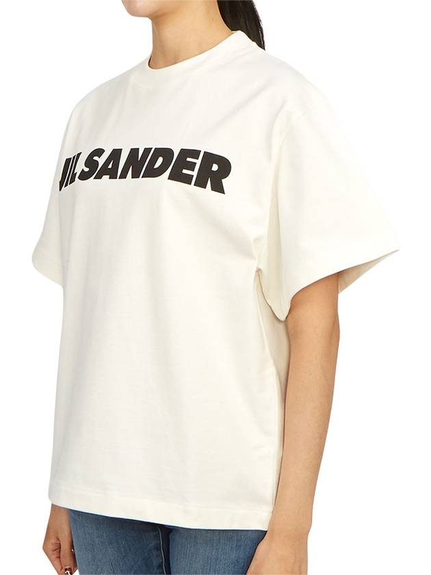 Logo Round Short Sleeve T-Shirt Natural - JIL SANDER - BALAAN 3