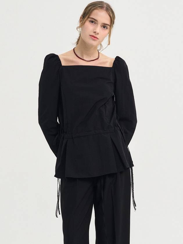 Square Neck String Blouse Black - SORRY TOO MUCH LOVE - BALAAN 3