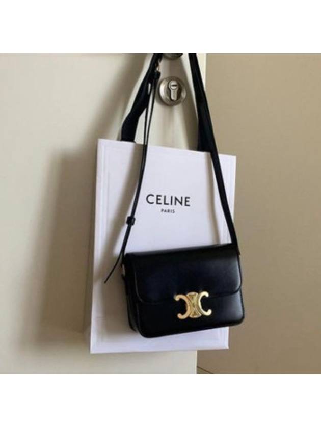 Classique Triomphe Shiny Calfskin Shoulder Bag Black - CELINE - BALAAN 7