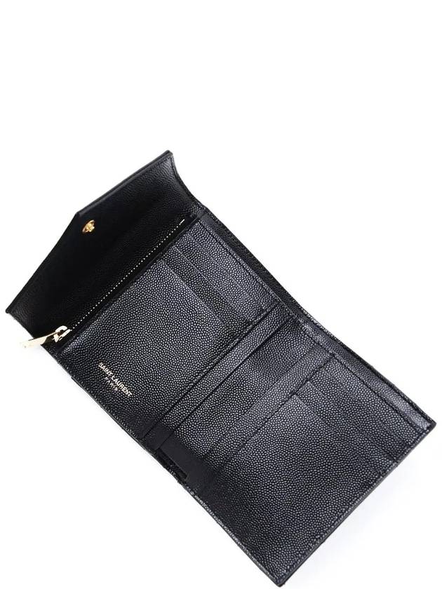 Matelasse Monogram Quilting Flap Half Wallet Black - SAINT LAURENT - BALAAN 5