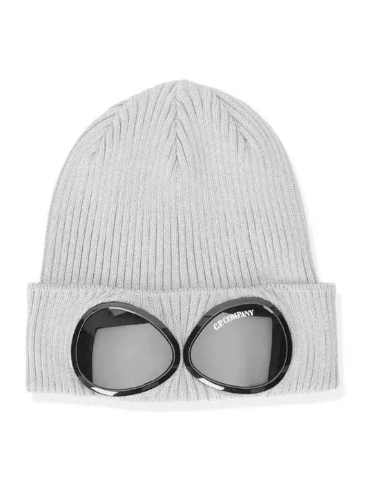 Goggle Detail Merino Wool Beanie Grey Melange - CP COMPANY - BALAAN 2